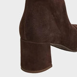 Alma - Suede Ankle Boots on a Block Heel