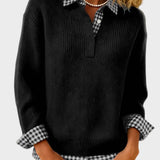 Viktoria - Colorful Sweater with Patchwork Check Pattern