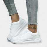 Stela - White Leather Sports Shoes