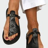 T-Strap Sandals with Texture