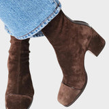 Alma - Suede Ankle Boots on a Block Heel