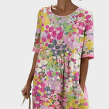 Elena - Loose and Light Midi Dress in Floral Print