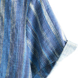 Short Sleeve Retro Style Blue Striped Shirt for Men