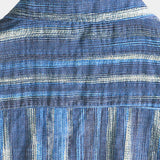 Short Sleeve Retro Style Blue Striped Shirt for Men