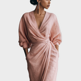 Maxi Linen Dress with V-Neck