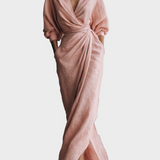 Maxi Linen Dress with V-Neck
