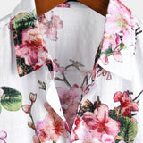 Men's Short Sleeve Shirt with Floral Pattern