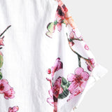 Men's Short Sleeve Shirt with Floral Pattern