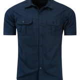 Men's Short Sleeve Cotton Shirt, Casual and Outdoor with Pocket