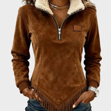 Petra – Elegant women's sweatshirt with fur and fringes