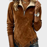 Petra – Elegant women's sweatshirt with fur and fringes