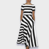 Hand-sewn long striped dress