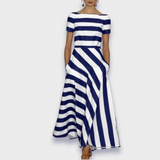 Hand-sewn long striped dress