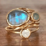 Vintage Sunken Blue Moonstone Ring