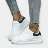 Stela - White Leather Sports Shoes