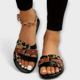 Leopard Print Sandals with Criss-Cross Straps