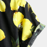 Hawaiian short-sleeve cotton shirt with yellow lemons for men
