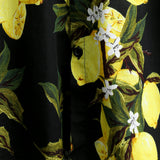 Hawaiian short-sleeve cotton shirt with yellow lemons for men
