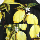 Hawaiian short-sleeve cotton shirt with yellow lemons for men