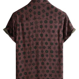 Classic Retro Short Sleeve Cotton Geometric Shirt for Men