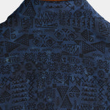 Men's Short Sleeve Cotton Boho Shirt in Navy with Tribal Geometric Pattern