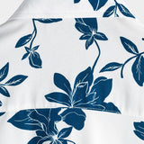 Men's Blue Cotton Shirt with Flowers for Summer with Buttons and Short Sleeves