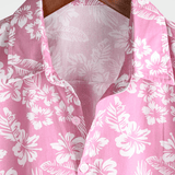 Cotton Summer Short Sleeve Shirt for Men in Pink