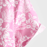Cotton Summer Short Sleeve Shirt for Men in Pink