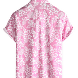 Cotton Summer Short Sleeve Shirt for Men in Pink