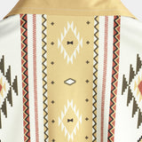 Men's Vintage Short Sleeve Striped Shirt in Retro 70s Style with Aztec Pattern