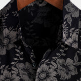 Short Sleeve Hawaiian Style Floral Pattern Shirt for Men, Breathable, Navy Blue