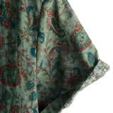 Vintage Cotton Short Sleeve Button-Up Shirt in Retro Paisley Green for Men from the 70s