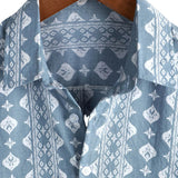 Retro Summer Cotton Shirt for Men, Short Sleeve, Striped