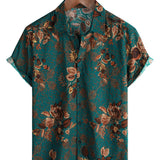Men's Vintage Style Cotton Shirt for Summer with Buttons and Short Sleeves