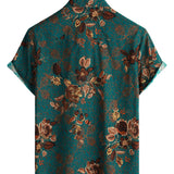Men's Vintage Style Cotton Shirt for Summer with Buttons and Short Sleeves