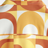 Retro Summer Men's Cotton Shirt, Buttons, Orange Vintage, Geometric, Disco, Beach, Cool, Short Sleeve