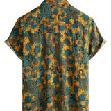 Summer Short Sleeve Retro Style Sunflower Print Shirt for Men