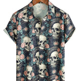 Cotton Summer Short Sleeve T-Shirt for Men with Punk Rock Skull