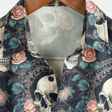Cotton Summer Short Sleeve T-Shirt for Men with Punk Rock Skull