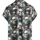 Cotton Summer Short Sleeve T-Shirt for Men with Punk Rock Skull