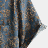 Men's Cotton Paisley Floral Vintage Retro 70s Button-Up Short Sleeve Beach Shirt