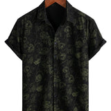 Short Sleeve Hawaiian Shirt with Retro Floral Print for Men
