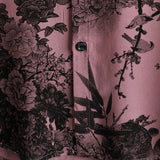 Pink Short Sleeve Cotton Shirt with Hawaiian Flowers for Men from Bamboo