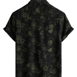 Short Sleeve Hawaiian Shirt with Retro Floral Print for Men