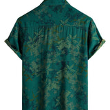 Men's Short Sleeve Floral Pattern Cotton Shirt, Breathable for Summer