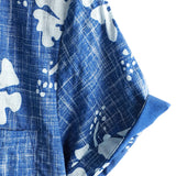 Men's Short Sleeve Cotton Hawaiian Shirt with Blue Floral Pattern