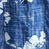 Men's Short Sleeve Cotton Hawaiian Shirt with Blue Floral Pattern
