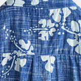 Men's Short Sleeve Cotton Hawaiian Shirt with Blue Floral Pattern
