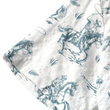 Men's Cotton Shirt with Horse Pattern, Buttoned, Short Sleeve for Summer