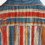 Men's Casual Retro Cotton Shirt in Colorful Stripes with Short Sleeves